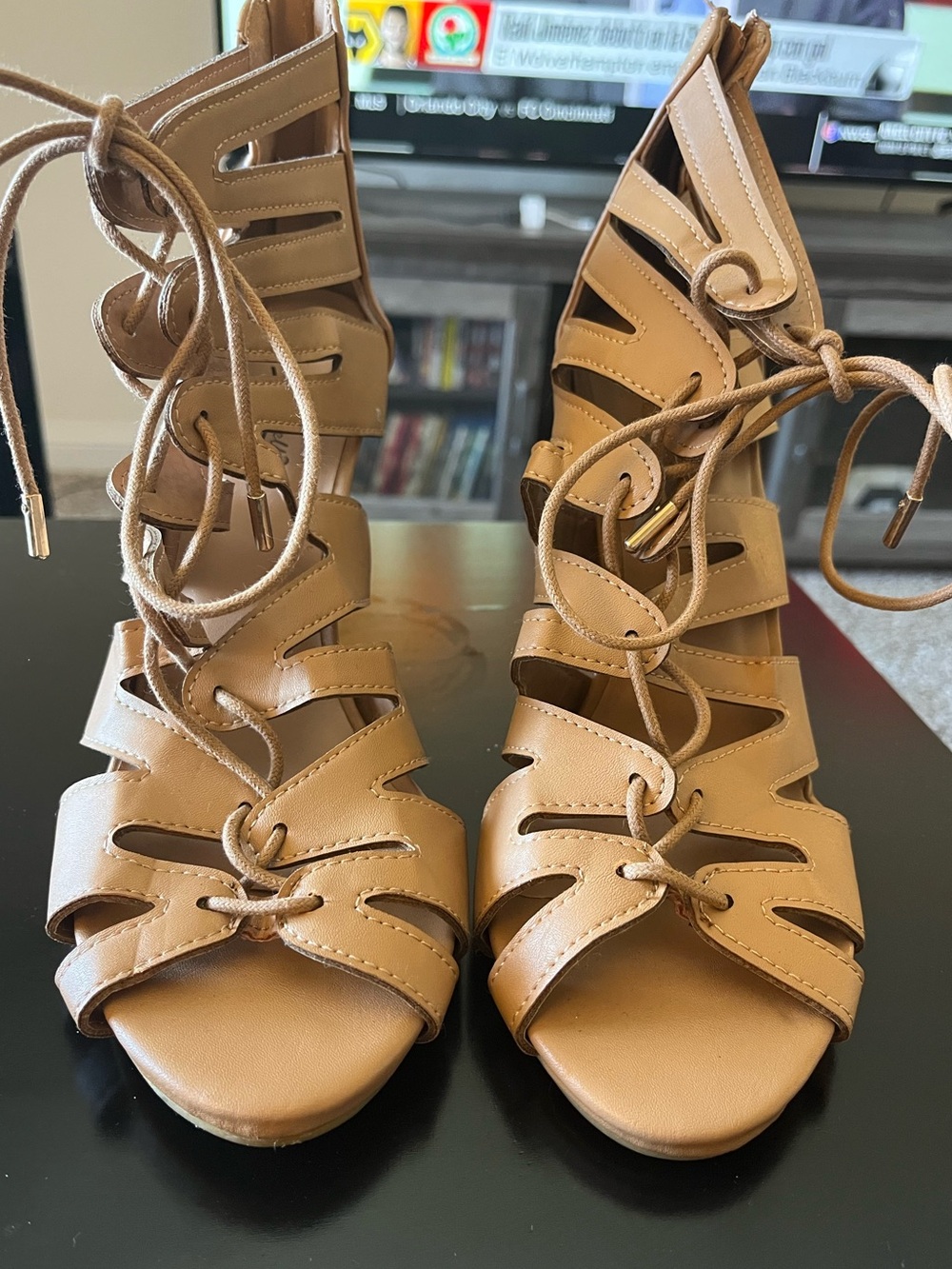 Beige high heels